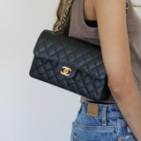 Vintage Chanel Black Caviar Small Classic Flap with 24k Gold Hardware