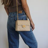 Vintage Chanel Light Beige Lambskin Mini Square with 24k Gold Hardware