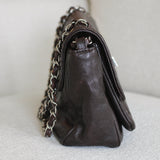 Vintage Chanel Brown Caviar The Weekender Flap with Silver Hardware