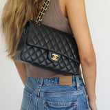 Chanel Black Lambskin Medium Classic Flap with Gold Hardware