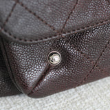 Vintage Chanel Brown Caviar The Weekender Flap with Silver Hardware