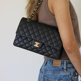 Chanel Black Lambskin Medium Classic Flap with Gold Hardware