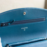 Chanel Sevruga Blue Caviar Wallet On Chain with Silver Hardware