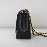Vintage Chanel Black Lambskin Small Diana with 24k Gold Hardware