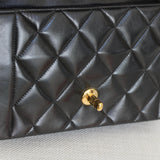 Vintage Chanel Black Lambskin Small Diana with 24k Gold Hardware