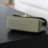 Chanel Olive Green Calfskin Chevron Mini Rectangle with Aged Gold Hardware