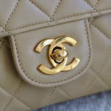 Vintage Chanel Beige Lambskin Medium Classic Flap with 24k Gold Hardware