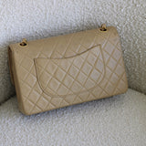 Vintage Chanel Beige Lambskin Medium Classic Flap with 24k Gold Hardware