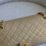 Vintage Chanel Beige Lambskin Medium Classic Flap with 24k Gold Hardware