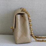 Vintage Chanel Light Beige Lambskin Mini Square with 24k Gold Hardware