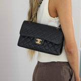 Vintage Chanel Black Caviar Small Classic Flap with 24k Gold Hardware
