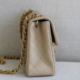 Vintage Chanel Light Beige Lambskin Mini Square with 24k Gold Hardware