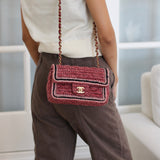 Chanel Braided Pink Tweed Mini Rectangle with Aged Gold Hardware