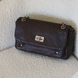 Vintage Chanel Brown Caviar The Weekender Flap with Silver Hardware