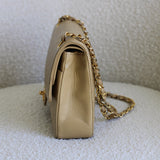 Vintage Chanel Beige Lambskin Medium Classic Flap with 24k Gold Hardware