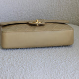 Vintage Chanel Beige Lambskin Medium Classic Flap with 24k Gold Hardware