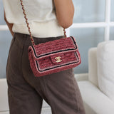 Chanel Braided Pink Tweed Mini Rectangle with Aged Gold Hardware