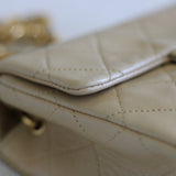 Vintage Chanel Light Beige Lambskin Mini Square with 24k Gold Hardware