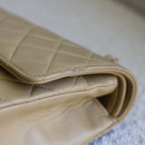 Vintage Chanel Beige Lambskin Medium Classic Flap with 24k Gold Hardware