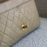 Vintage Chanel Beige Lambskin Medium Classic Flap with 24k Gold Hardware