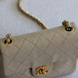 Vintage Chanel Light Beige Lambskin Mini Square with 24k Gold Hardware