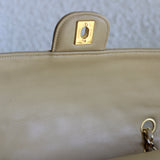 Vintage Chanel Beige Lambskin Medium Classic Flap with 24k Gold Hardware