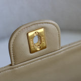 Vintage Chanel Beige Lambskin Medium Classic Flap with 24k Gold Hardware