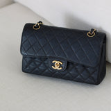 Vintage Chanel Black Caviar Small Classic Flap with 24k Gold Hardware