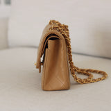 Vintage Chanel Dark Beige Lambskin Small Classic Flap with 24k Gold Hardware