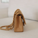 Vintage Chanel Dark Beige Lambskin Small Classic Flap with 24k Gold Hardware