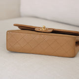 Vintage Chanel Dark Beige Lambskin Small Classic Flap with 24k Gold Hardware