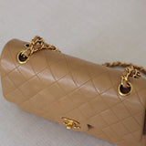 Vintage Chanel Dark Beige Lambskin Small Classic Flap with 24k Gold Hardware