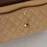 Vintage Chanel Dark Beige Lambskin Small Classic Flap with 24k Gold Hardware