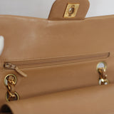 Vintage Chanel Dark Beige Lambskin Small Classic Flap with 24k Gold Hardware