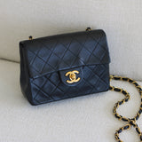 Vintage Chanel Black Lambskin Mini Square with 24k Gold Hardware