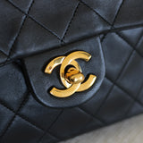 Vintage Chanel Black Lambskin Mini Square with 24k Gold Hardware