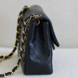 Vintage Chanel Black Lambskin Mini Square with 24k Gold Hardware