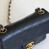 Vintage Chanel Black Lambskin Mini Square with 24k Gold Hardware
