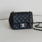 Chanel Black Lambskin Mini Square with Silver Hardware