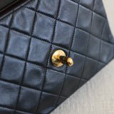 Vintage Chanel Black Lambskin Mini Square with 24k Gold Hardware