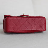 Chanel Red Lambskin Mini Top Handle with Light Gold Hardware