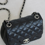 Chanel Black Lambskin Mini Square with Silver Hardware