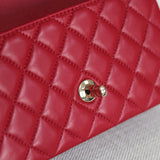Chanel Red Lambskin Mini Top Handle with Light Gold Hardware