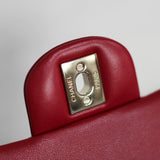 Chanel Red Lambskin Mini Top Handle with Light Gold Hardware