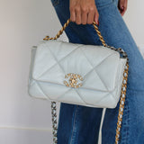Chanel Light Blue Lambskin Medium 19 with Mixed-Metal Hardware