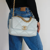 Chanel Light Blue Lambskin Medium 19 with Mixed-Metal Hardware