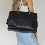 Vintage Chanel Black Caviar Timeless CC Tote with 24k Gold Hardware (Pending)