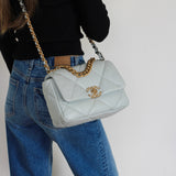 Chanel Light Blue Lambskin Medium 19 with Mixed-Metal Hardware