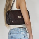 Vintage Chanel Brown Caviar The Weekender Flap with Silver Hardware