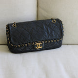 Chanel Black Calfskin Chain Me Flap with Gold Hardware